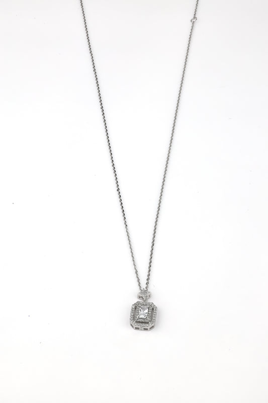 Mini Square Diamond Pendant Necklace