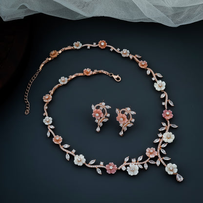 Beautiful Mother of Pearl Marquise Diamond Necklace