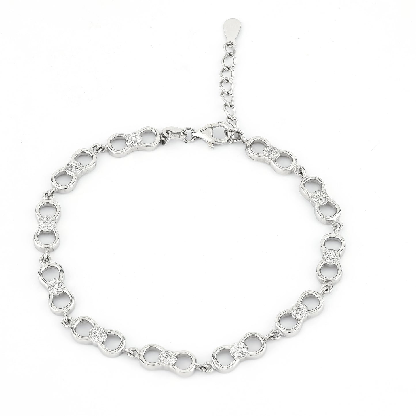 Sterling silver bow shape chain bracelet