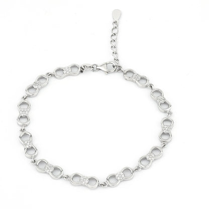 Sterling silver bow shape chain bracelet