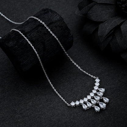 Silver Marquise Diamond Pendant Necklace