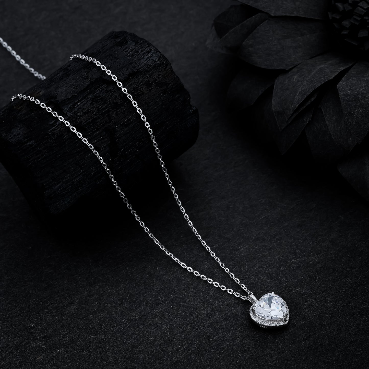 Classy Heart Shape Stone Chain Necklace