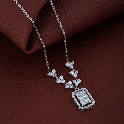 Mini Square diamond pendant Necklace