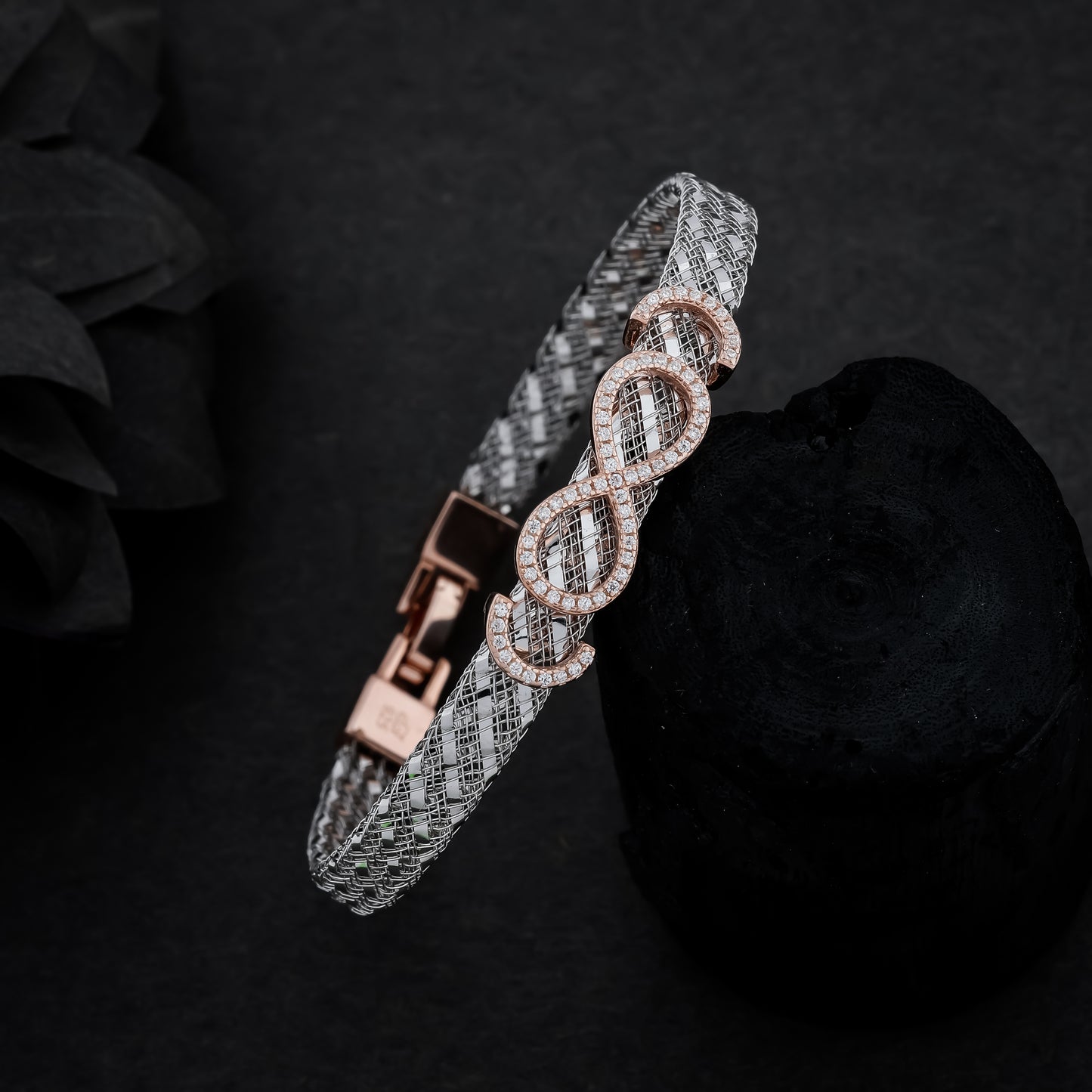 Silver Rose Gold Infinite Belt Bracelet