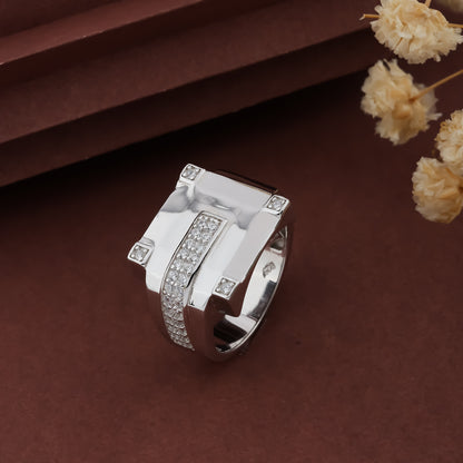 Unique Silver Men's Diamond Ring