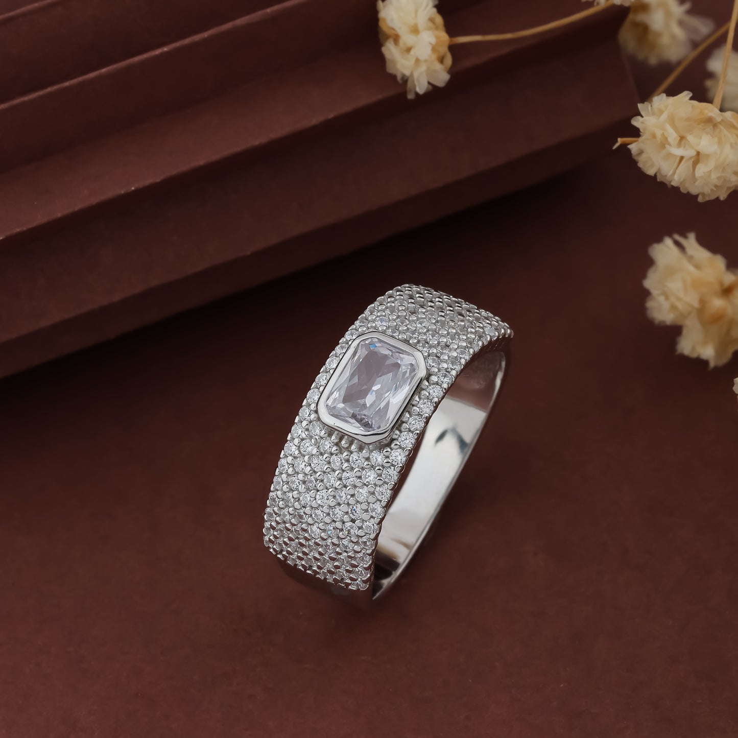 Solitaire with Zircon Men's Ring