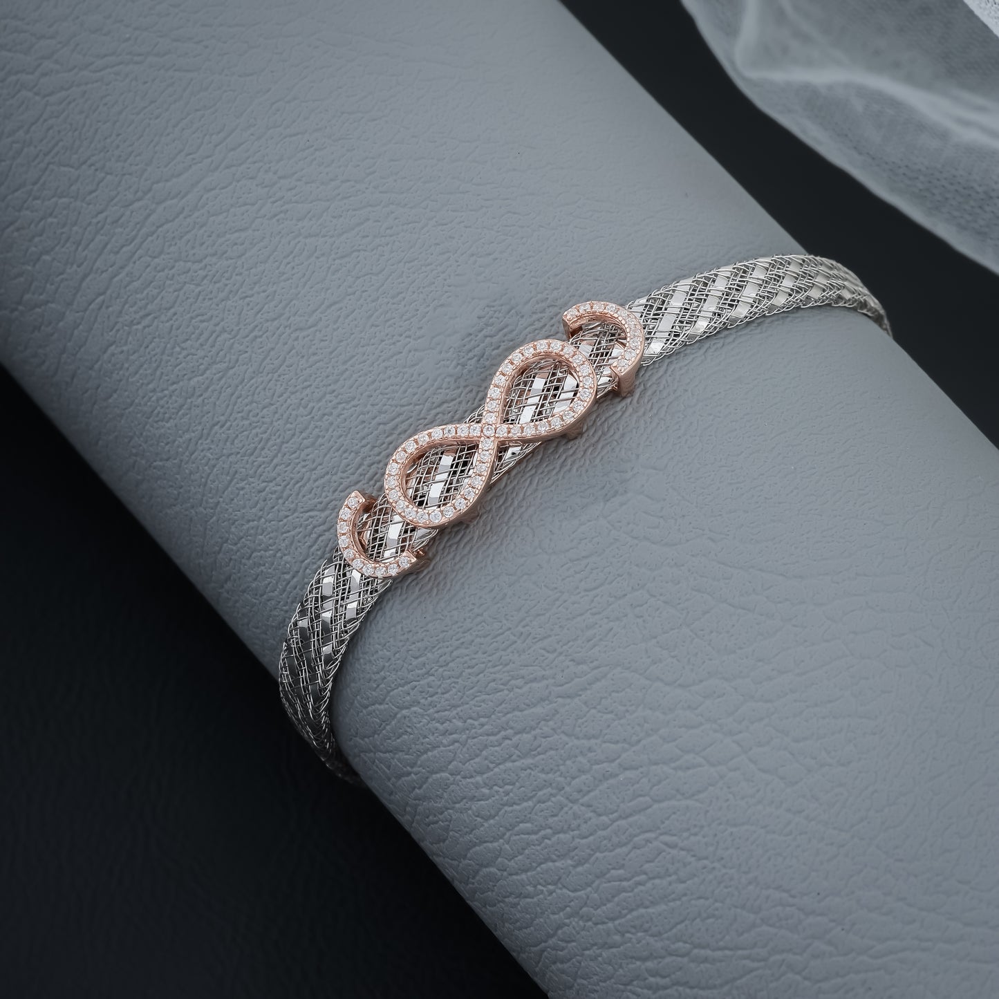 Silver Rose Gold Infinite Belt Bracelet