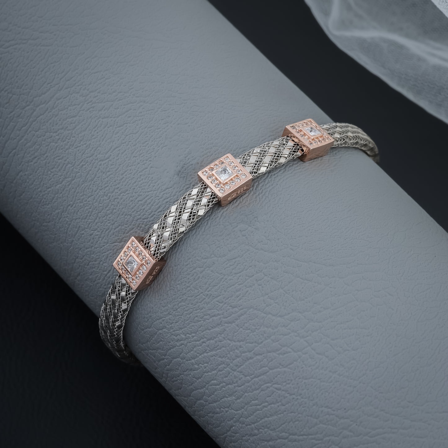 Rose Gold Square Patent Belt Bracelet