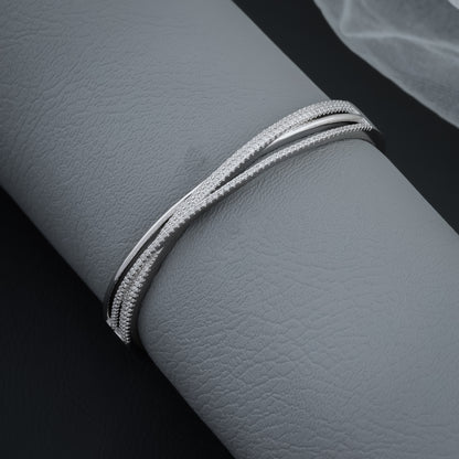 Silver Twisted Zircon Bangle Bracelet