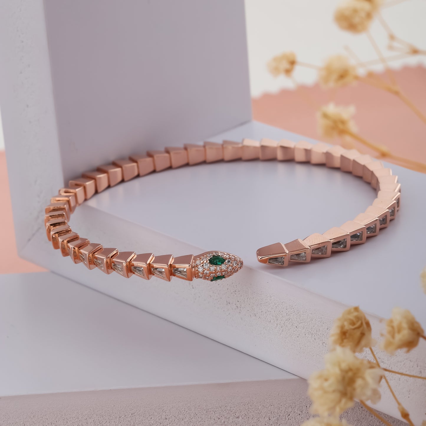 Rose gold/ Silver Snake Patent Diamond Bracelet