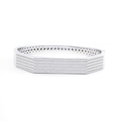 Hexagon Shape Silver Cuff Bangle Bracelet