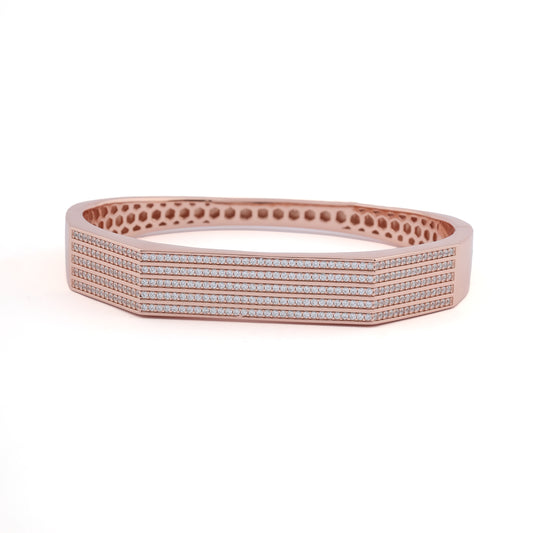 Hexagon Shape Silver Cuff Bangle Bracelet