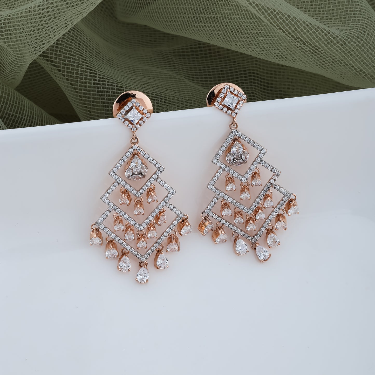 Rose Gold Multi Marquise Diamond Earring