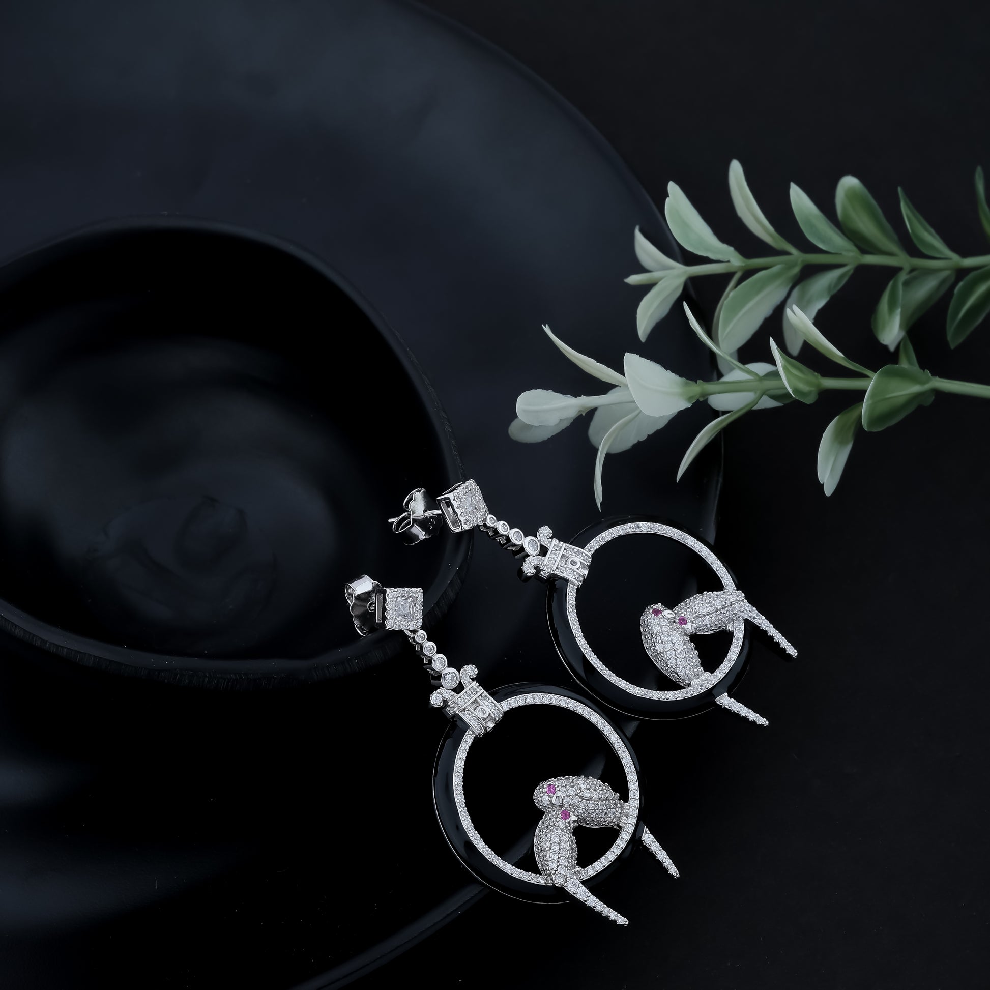 Bird diamond earring