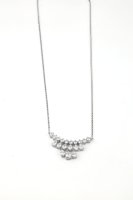 Silver Marquise Diamond Pendant Necklace