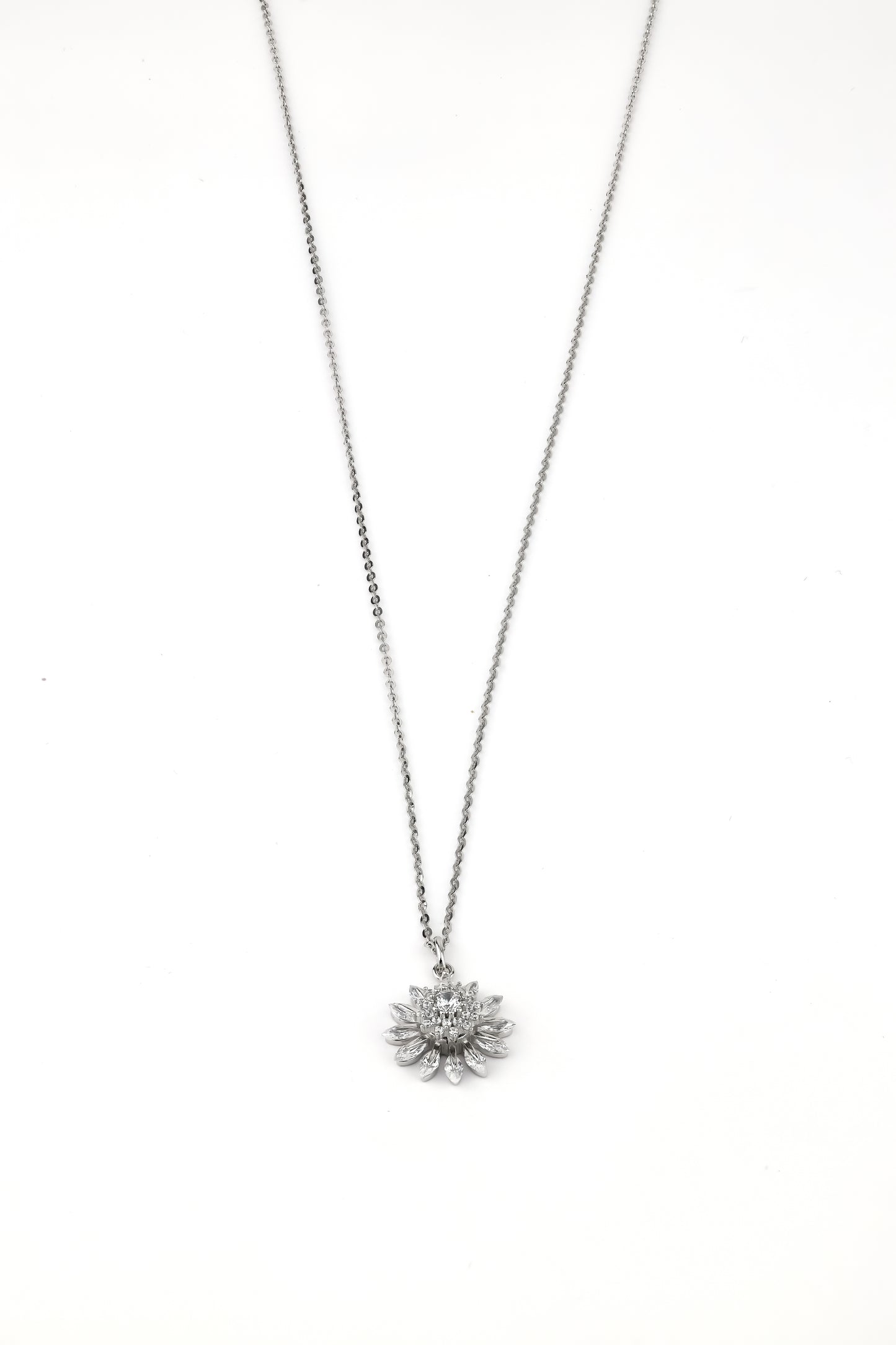 Diamond Petal Motion Pendant Necklace