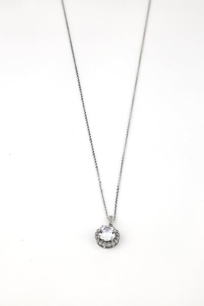 Classic Diamond Halo Pendant Necklace