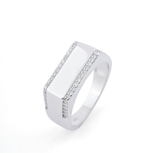 Silver Two Layer Diamond Men's Ring