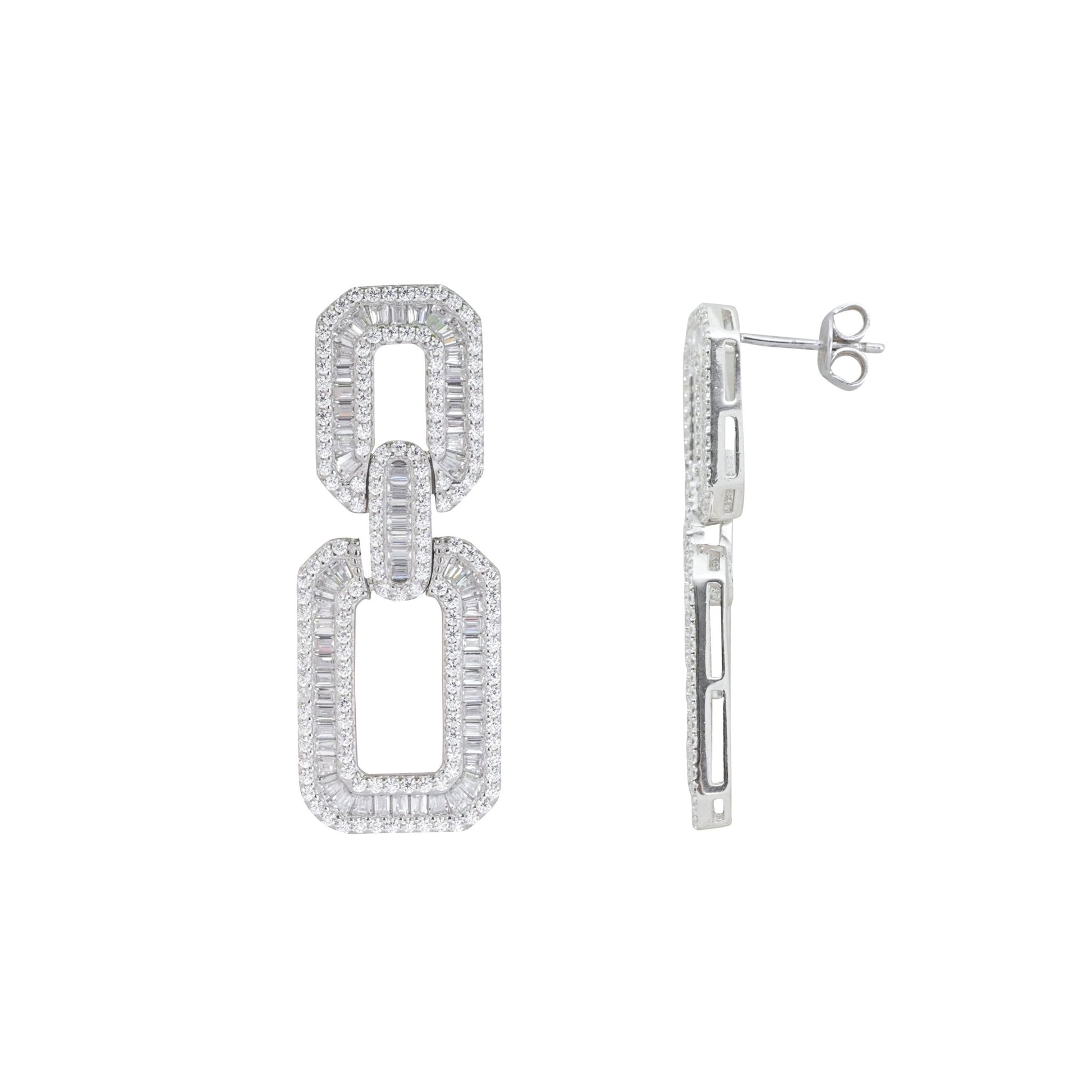 Square diamond drops earring