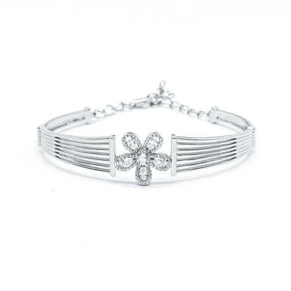 Diamond Floral Silver Bracelet For women