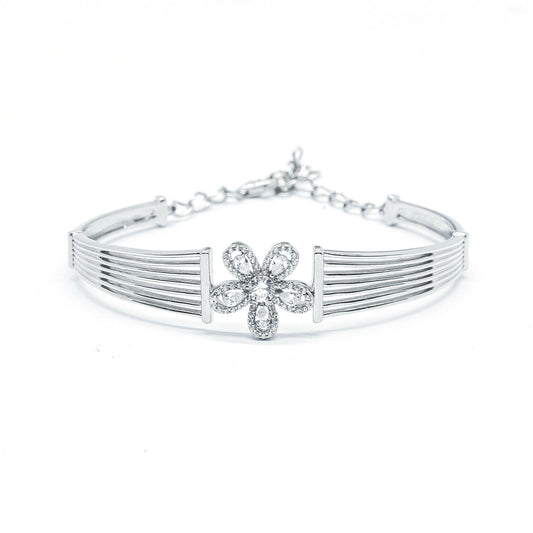 Diamond Floral Silver Bracelet For women