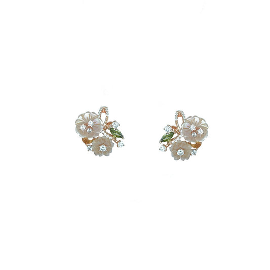 Diamond Rose Pearl Earring